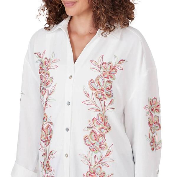 Petite Ruby Rd.Tropical Splash Solid Casual Button Down