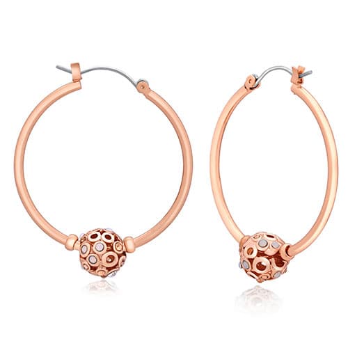 GUESS Rose Gold-Tone Fireball Hoop Earrings