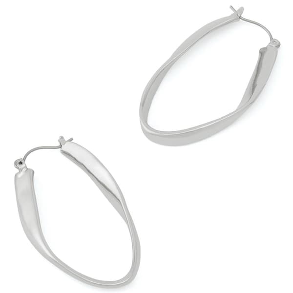 Steve Madden Silver Sculpted Oval Hoop Earrings