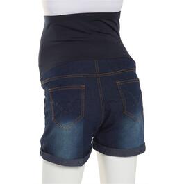 Womens Times Two Over The Belly Cuffed Maternity Denim Shorts
