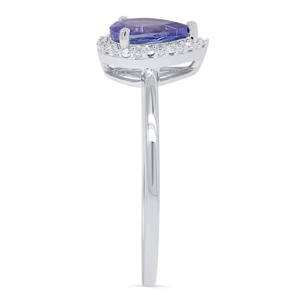 Gemstone Classics&#8482; Pear Tanzanite Lab Grown Diamond Accent Ring