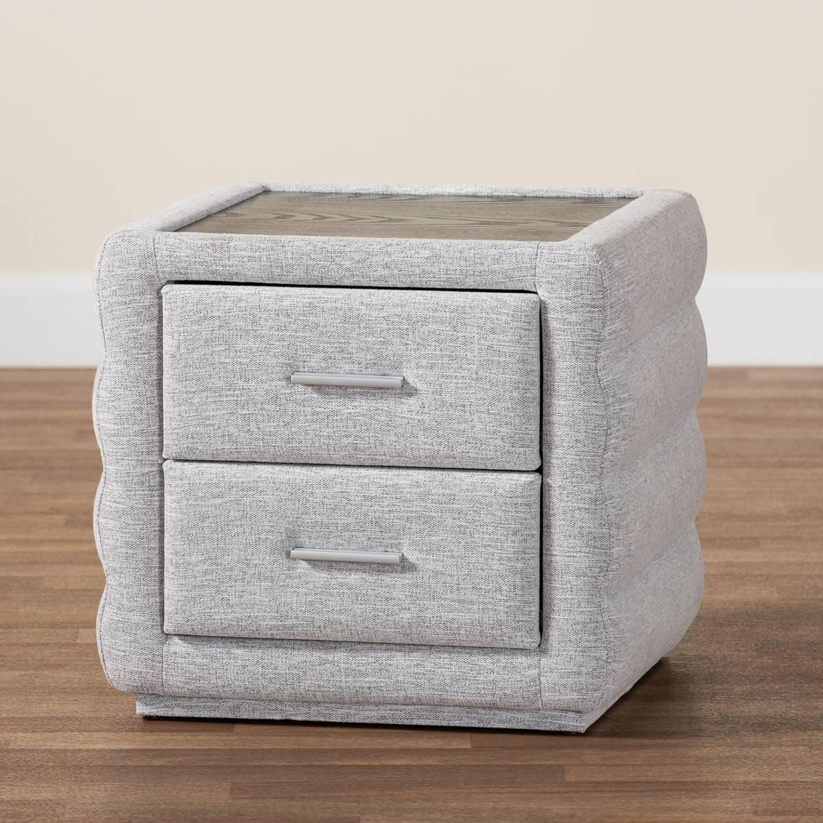 Baxton Studio Cadmus Modern Channel Tufted Fabric Nightstand