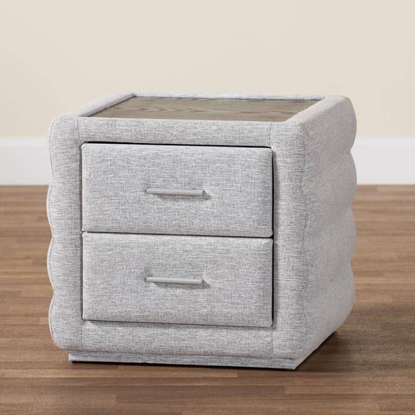 Baxton Studio Cadmus Modern Channel Tufted Fabric Nightstand