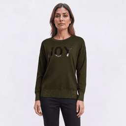 Womens Rio & Rian Long Sleeve Joy Sequin Sweater