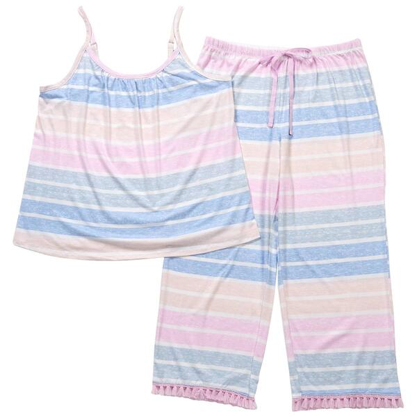 Womens Kensie Brushed Stripe Cami Top Capri Pajama Set - image 