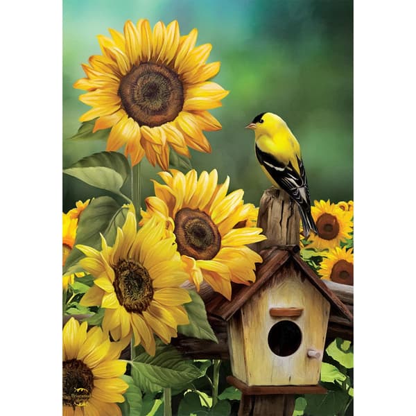 Briarwood Lane Goldfinch & Sunflowers House Flag - image 