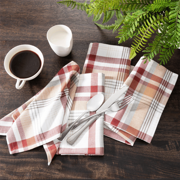 Threadmade Seneca Plaid Harvest Cotton Napkins - Set of 8