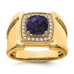 Mens Pure Fire 14kt. Gold Lab Grown Diamond & Sapphire Ring