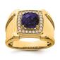 Mens Pure Fire 14kt. Gold Lab Grown Diamond & Sapphire Ring - image 2