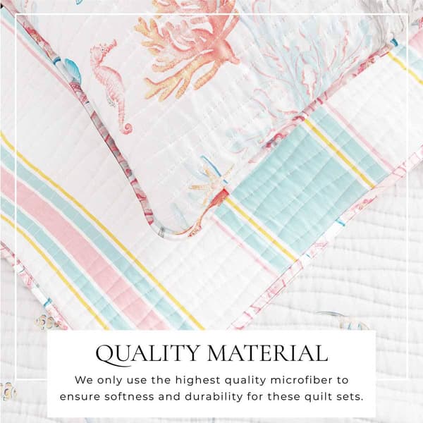 FreshFolds Caymen 3pc. Reversible Coral & Fish Coastal Quilt Set