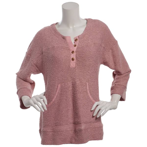 Womens Robert Louis 3/4 Sleeve Neck Kangaroo Pouch Sweater - image 