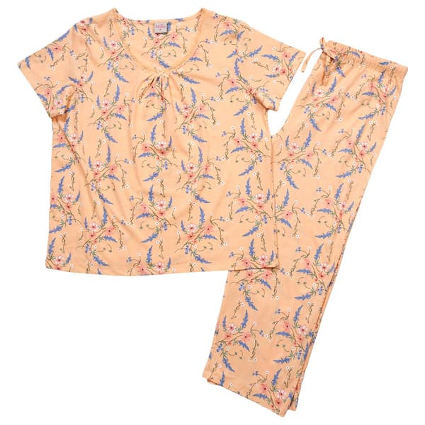Womens Pink Laundry Short Sleeve Scoop Neck Floral Pajama Set
