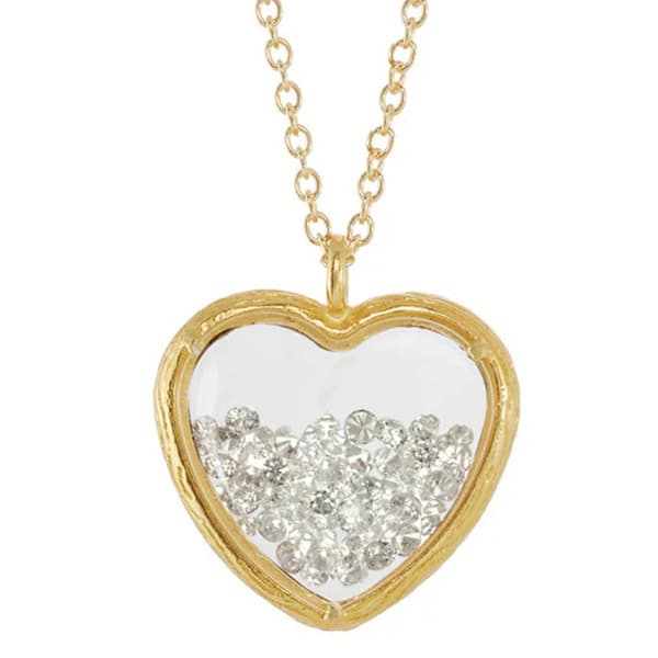 Gianni Argento 1ct. Diamond Heart Shaker Pendant - image 