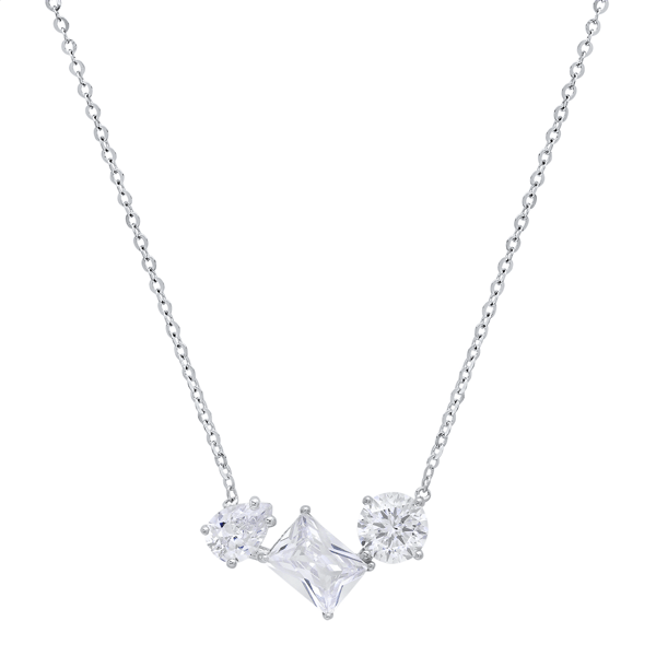 Saffron 4ctw. Moissanite Diamond Trio Pendant Necklace - image 