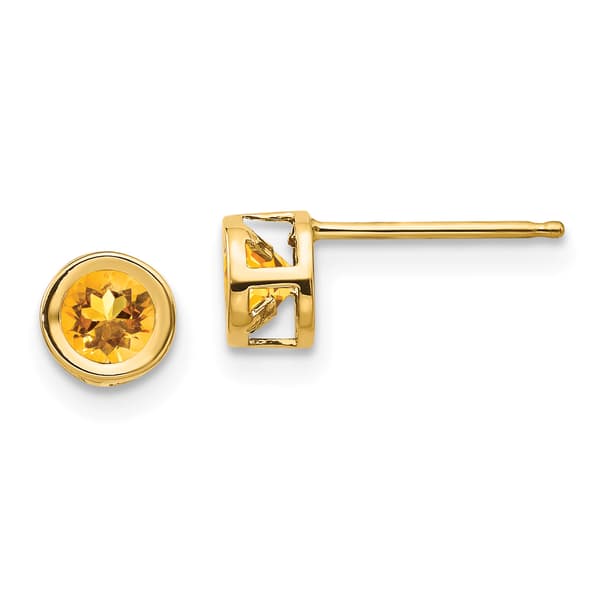Gemstone Classics&#40;tm&#41; Yellow Gold 4mm. November Post Earrings - image 