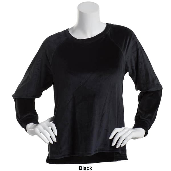 Womens Jessica Simpson Long Sleeve Velour Raglan Pajama Tee