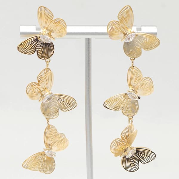 Ashley Butterfly Drop Earrings with Crystal Accent - image 