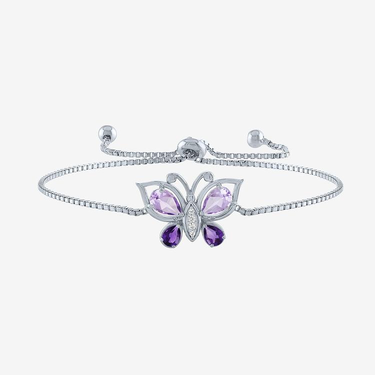 Gemstone Classics(tm) Shades of Amethyst Butterfly Bolo Bracelet