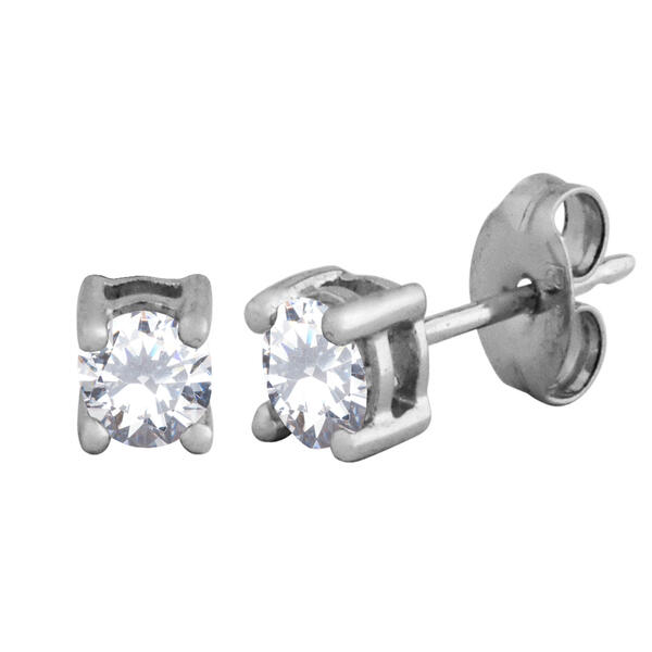 Sterling Silver Cubic Zirconia Stud Earrings - image 