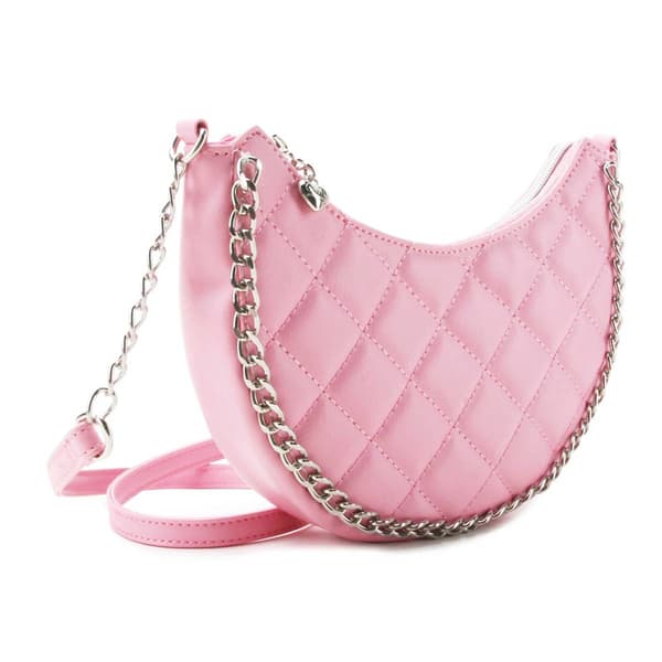 Girls OMG Chain Strap Quilted Crescent Crossbody Bag