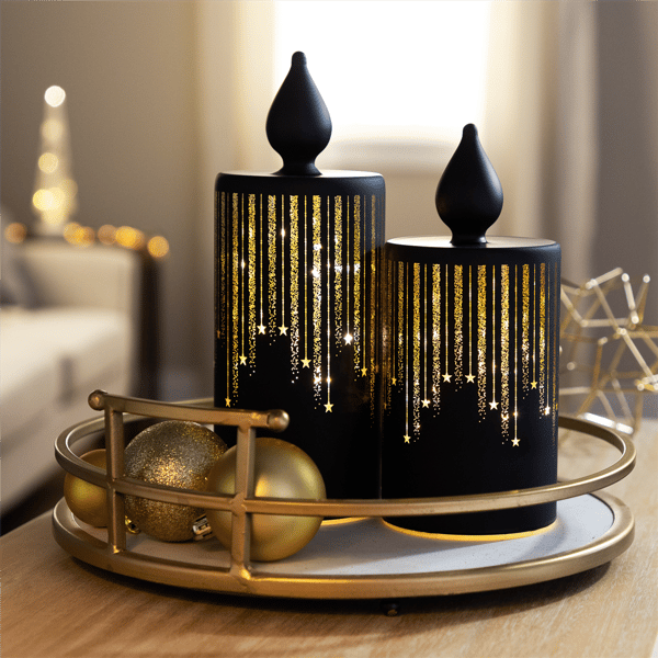 Northlight LED Glass Candle with Stars Christmas Decoration