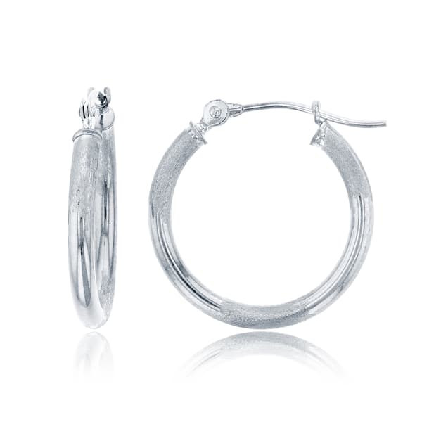 Gold Classics&#40;tm&#41; White Gold 18x2mm Round Hoop Earrings - image 