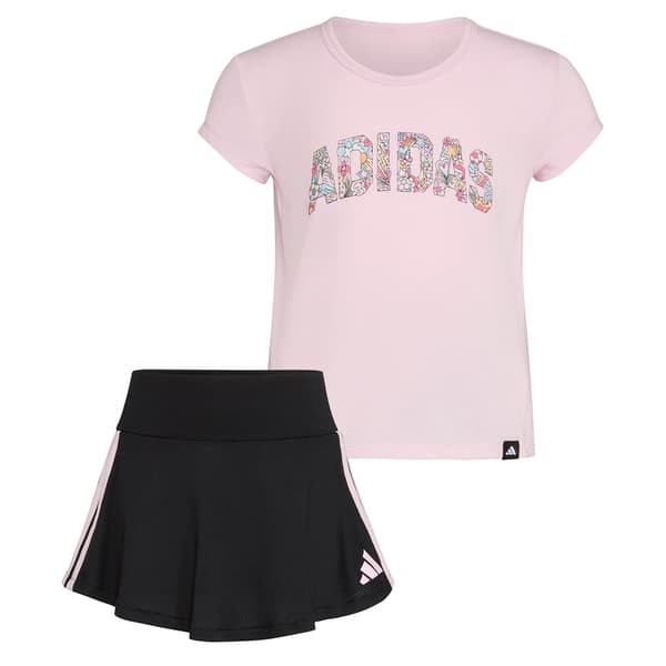 Girls (4-6x) adidas® Doodle Logo Tee & Flounce Skort Set