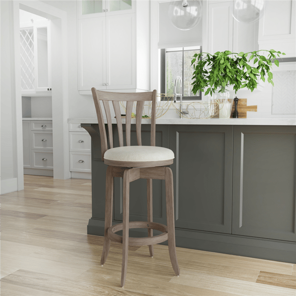 HH2 Home Savana Grey Wood Swivel Bar Height Stool - image 
