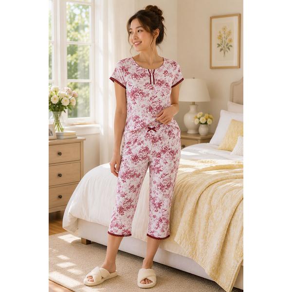 Womens Laura Ashley(R) Short Sleeve Floral Pajama Set