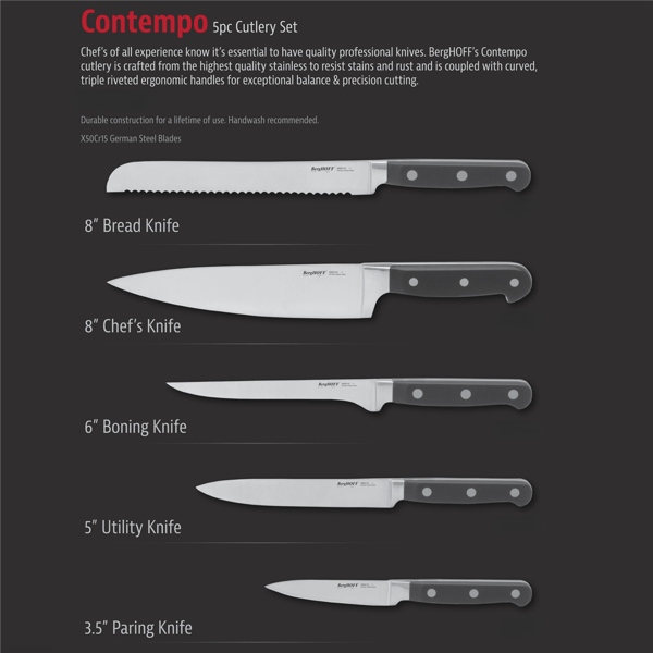 BergHOFF Essentials Contempo 6pc. Stainless Steel Knife Set