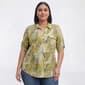 Plus Size Emily Daniels Elbow Sleeve Tropical Palm Leaf Blouse - image 1