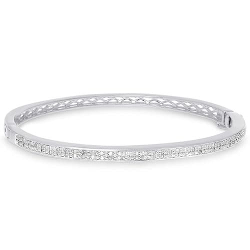 Gianni Argento Silver Plated 1/4ctw. Diamond Bangle Bracelet - image 