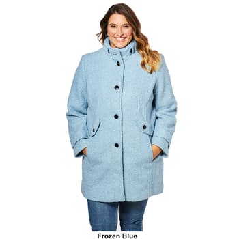 Plus Size Maralyn Me Single Breasted Boucl Faux Wool Coat