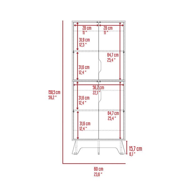 FM FURNITURE Zurich White Double Kitchen Pantry