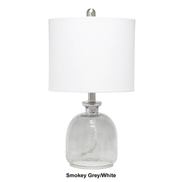 Lalia Home Smokey Grey Hammered Glass Jar/Linen Shade Table Lamp