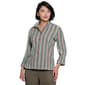 Womens Ali Miles 3/4 Sleeve Textured Yarn Dye Stripe Blouse - image 1