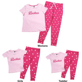 Family Jaclyn Short Sleeve Besties Hearts Jogger Pajama Set