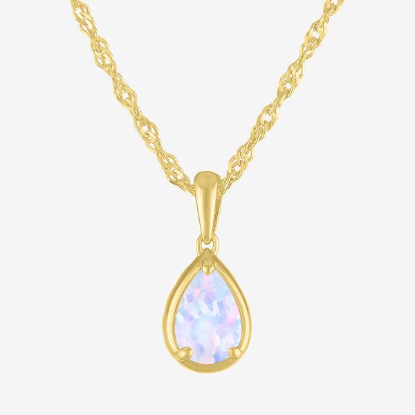 Gemstone Classics(tm) Lab Grown Opal Gold over Silver Pear Pendant - image 