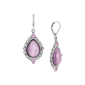 1928 Silver-Tone Purple Moonstone Teardrop Leverback Earrings - image 1