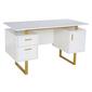 Techni Mobili 51in. White & Gold Office Desk w/Drawers & Storage - image 1