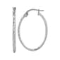 Sterling Silver Round Oval Diamond Cut Hoop Earrings - image 1