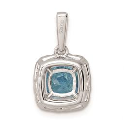 Pure Fire 14kt. White Gold Blue Topaz Halo Pendant