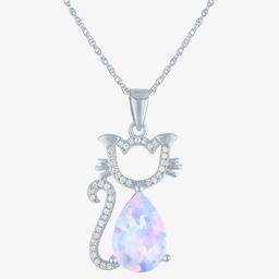 Nova Star(R) Lab Grown Diamond and Opal Cat Pendant