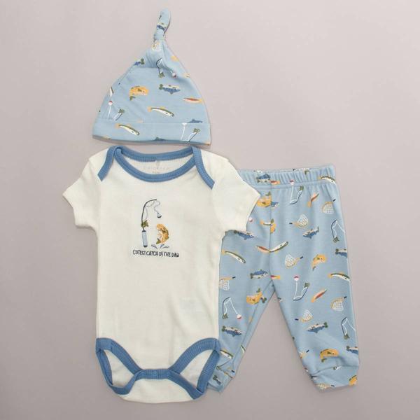 Baby Boy (NB-9M) Chick Pea 3pc. Fishing Print Bodysuit Set - image 