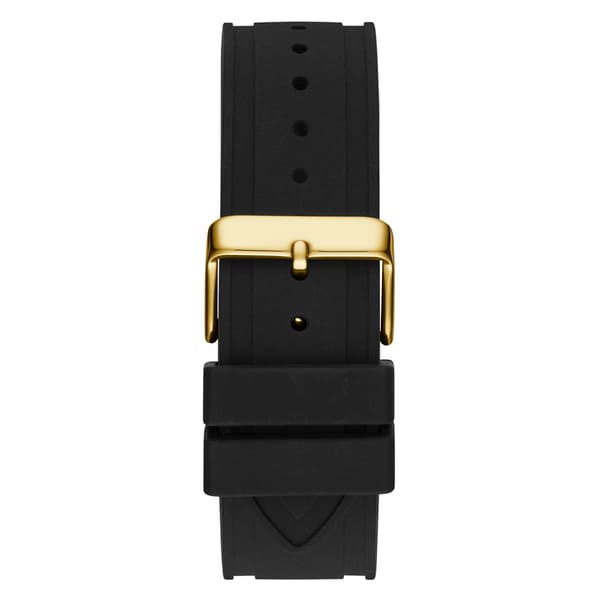 Mens Guess Watches&#174; Gold Tone Case Black Silicone Watch -GW0518G2