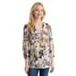 Womens Jones New York 3/4 Sleeve Pleat Front Leafy Floral Blouse - image 1