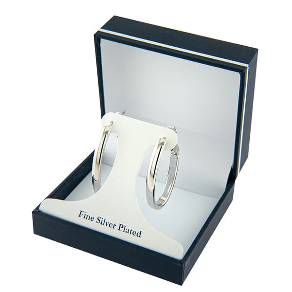Fine Silver Plated Oval Hoop Earrings