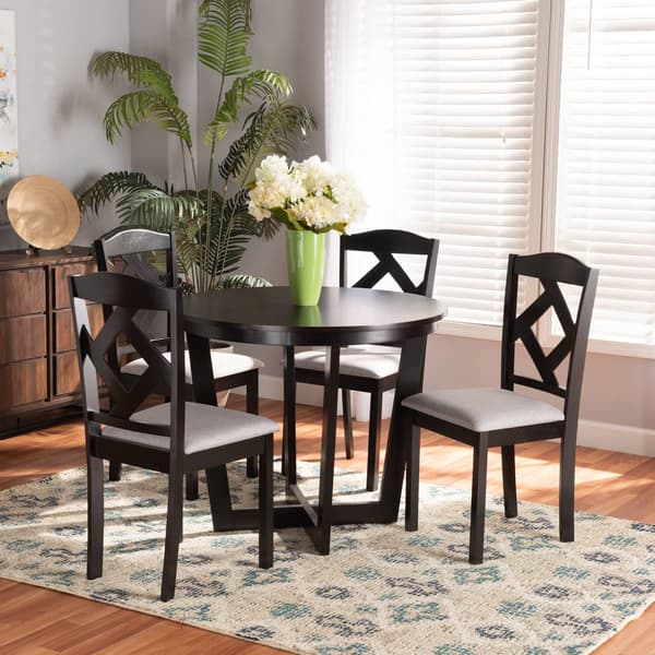 Baxton Studio Morigan Modern Dark Brown Wood 5pc. Dining Set