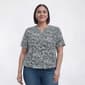 Plus Size Napa Valley Short Sleeve Abstract Floral Henley Blouse - image 1
