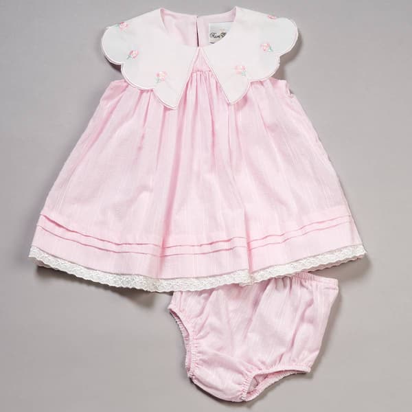 Baby Girl (12-24M) Rare Editions Scallop Floral Embellished Dress - image 